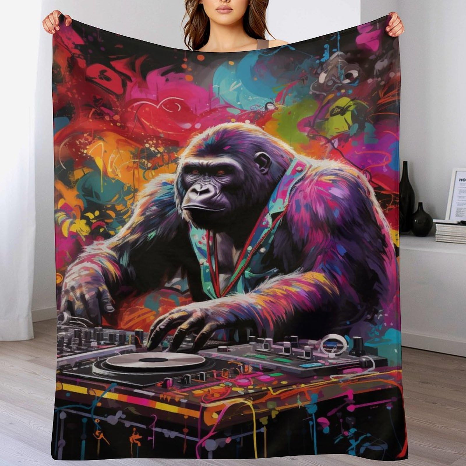 Couverture gorille flannel 180x200cm pour canapé fini les nuits fraîches