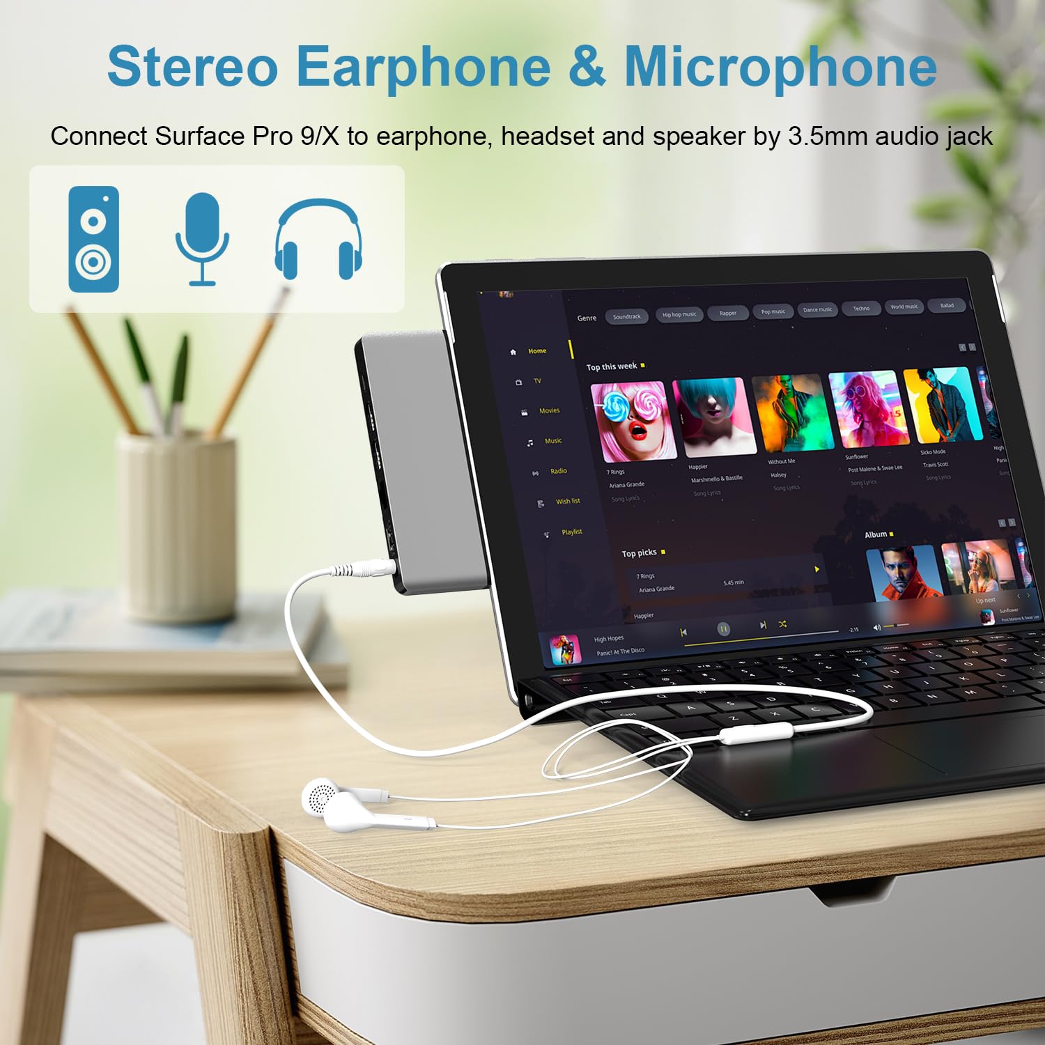 Concentrateur USB Surface Pro 11, station d'accueil Surface Pro 9 avec HDMI 4K, USB-C Thunderbolt 4 (vidéo 8K + données + PD), 100 m RJ45, 2 USB 3.0, fente pour carte SD/TF, 3,5 mm, conçu pour Surface