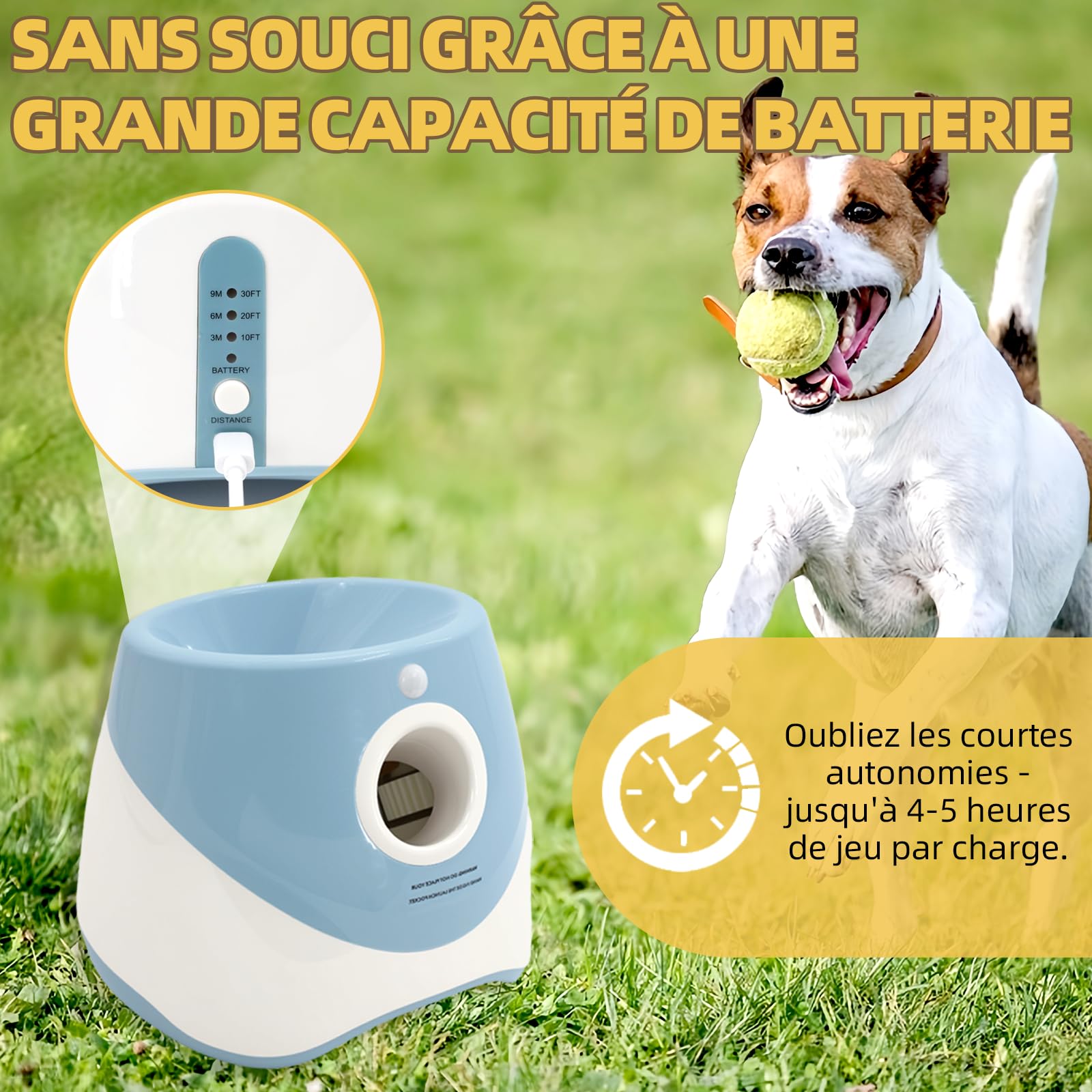 Machine à lancer de balles pour chien avec 6 balles de tennis, jouet électrique interactif pour petits chiens, pour l'intérieur et l'extérieur