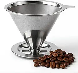 Coador De Café Reutilizável Em Aço Inox Com Suporte, Malha Ultrafina Lavável, Portátil, Sustentável, Dispensa Filtro De Papel, Ideal Para Cafés Coados, Econômico E Ecológico