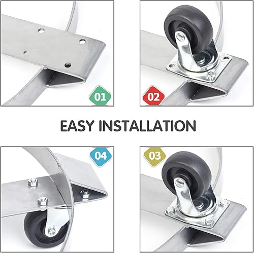 Miniatura 5 de Carretilla de tambor resistente de 1000 libras, carrito de basura de 55 galones con ruedas giratorias, marco de acero, camión de mano sin vuelcos,