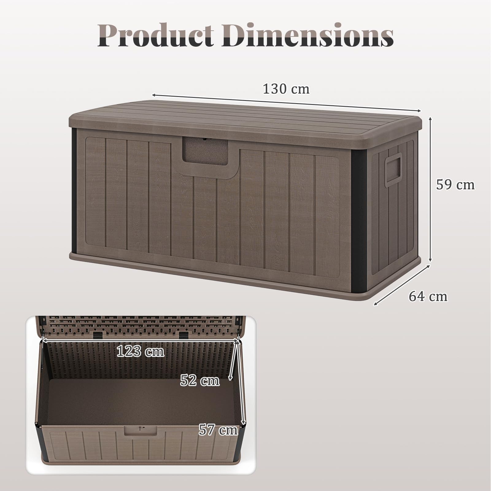 Aufbewahrungsbox Mit Deckel Gartenbox Wetterfest Outdoor AbschließBare Box Wasserdicht Aufbewahrungsbox Garten Balkonschrank Wetterfest Brown
