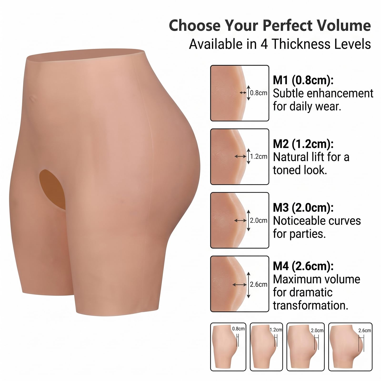 Pantalones realzadores de glúteos de Silicona, Fajas Moldeadoras sin Costuras para Caderas, Ropa Interior Invisible para Levantar los glúteos para travestis