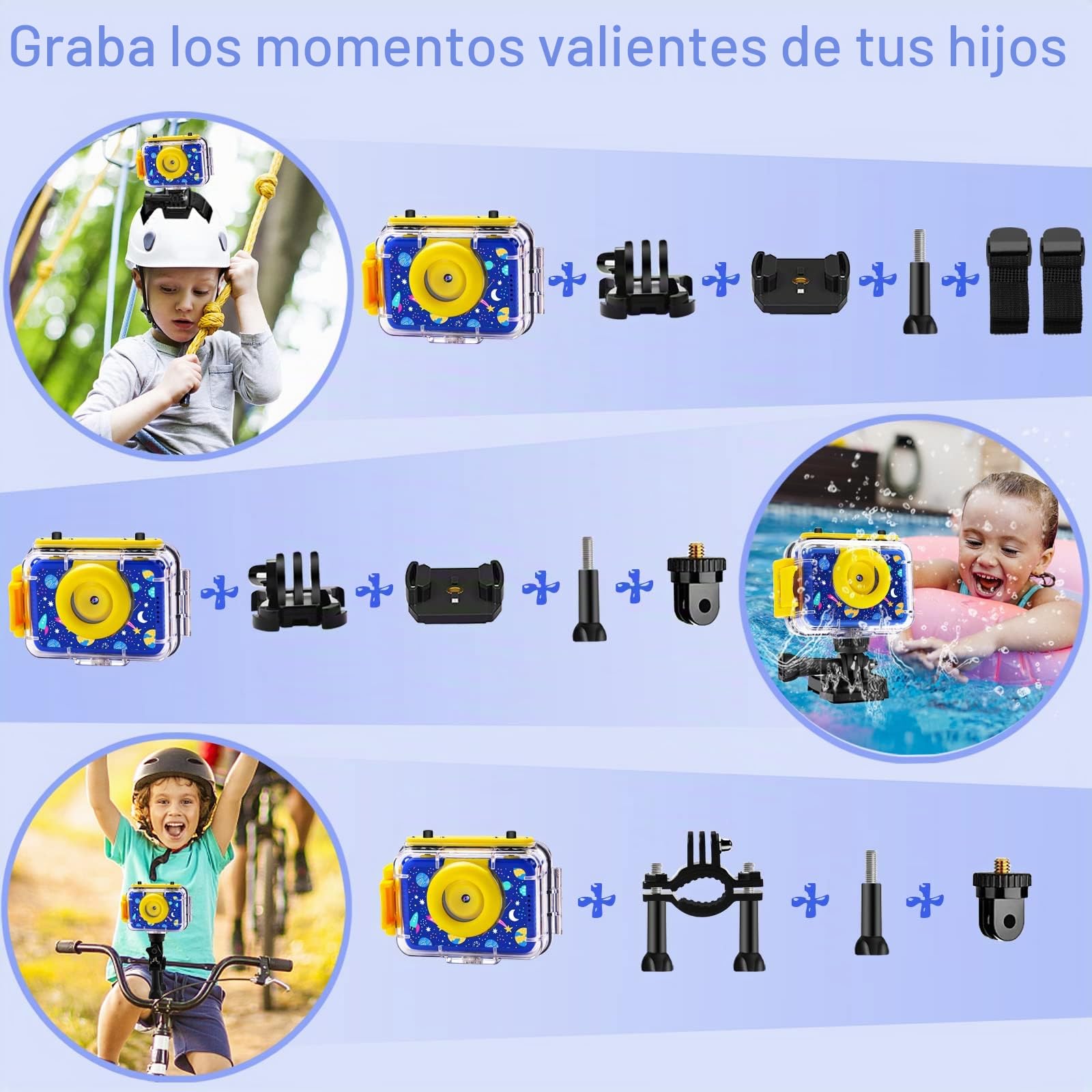 GKTZ Cámara de Fotos Infantil Impermeable, cámara de vídeo de acción submarina Infantil, Regalo de Cumpleaños para Niños y Niñas de 3 4 5 6 7 8 9 10 11 12 Años (Azul Militar)