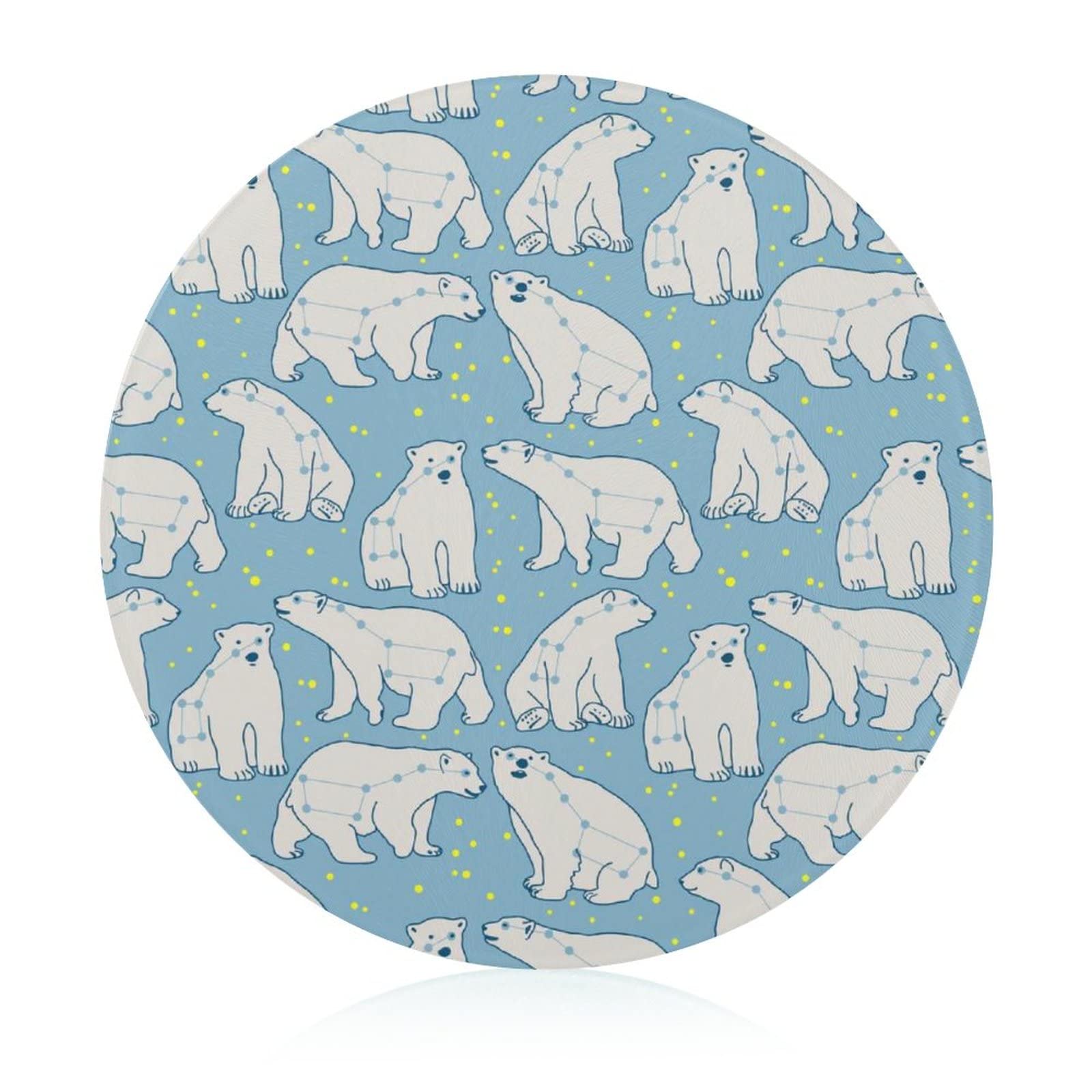 Planche à découper en verre trempé ours polaire blanc cuisine antidérapante