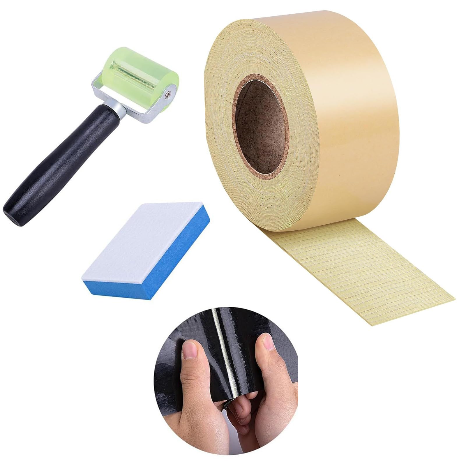 Nastro biadesivo in butile per rivestimenti per laghetti, impermeabile, riparazione per laghetti da giardino, resistente e facile da usare