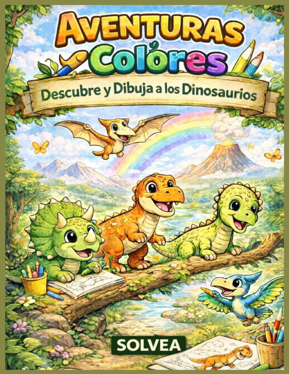 Descubre y Dibuja a los Dinosaurios: Historias cortas y páginas para colorear que despiertan la imaginación