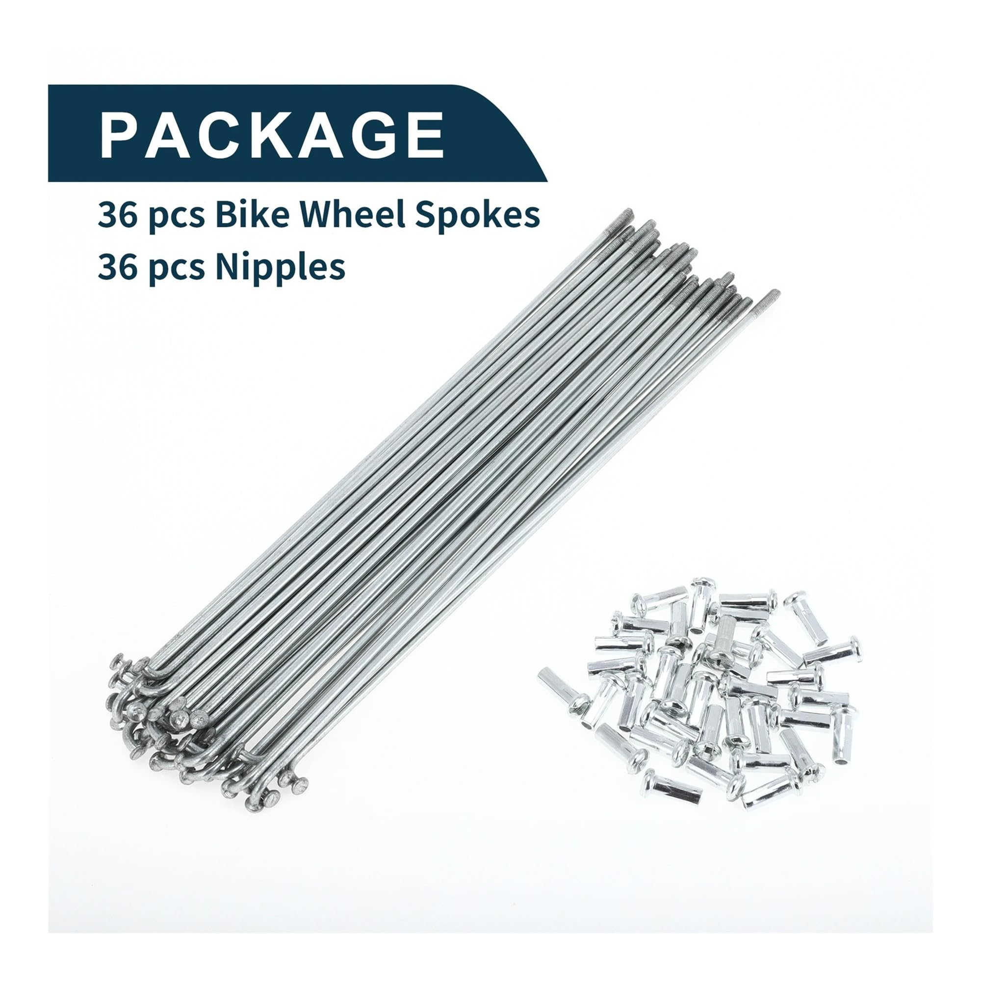 13G Zincato per Raggi Della Bicicletta 173-265mm Set Tono Argento Nipples per MTB Road Bike Wheel Repair