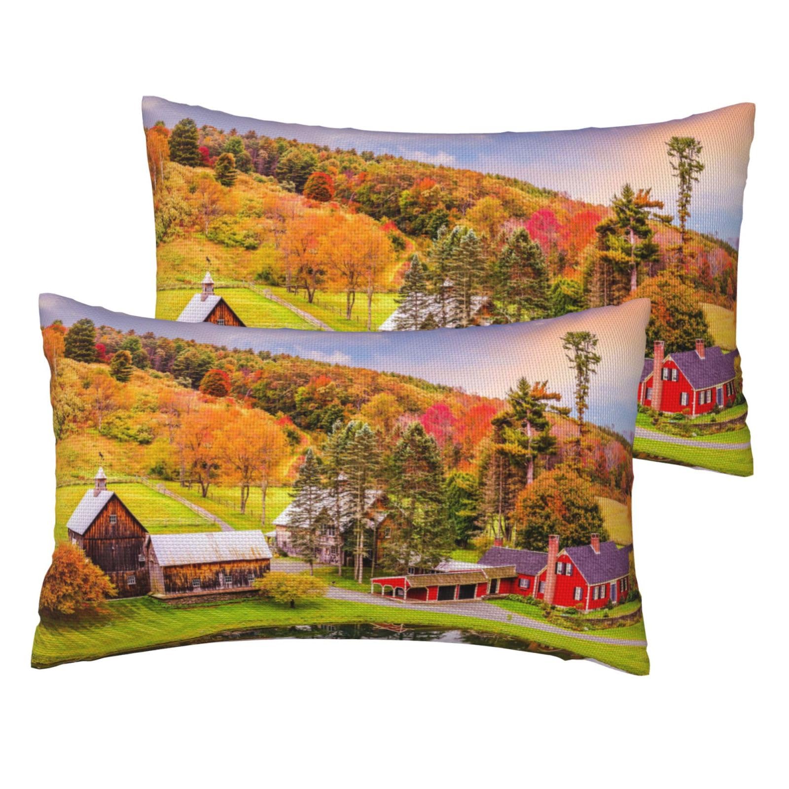 Housses de coussin imitation lin motif campagnard lot de 2 pièces