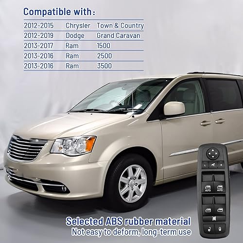 Miniatura 4 de Interruptor de ventana eléctrica compatible con Dodge Grand Caravan Chrysler Town & Country 2013-2015 Ram 1500 2500 3500 OE:68110867AB 68110867AA
