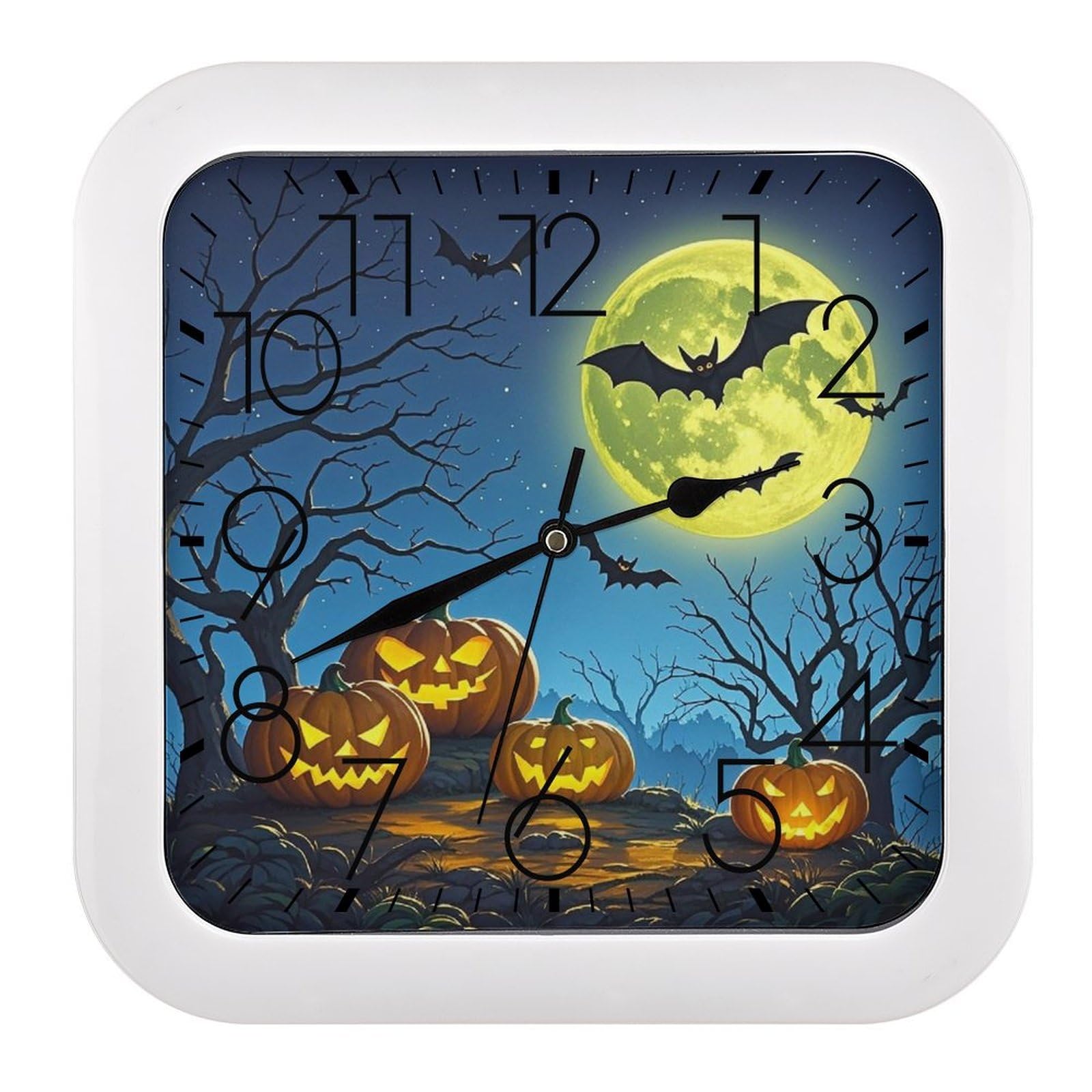 LZQPOEAS Strange Night Wall Clock Fashionable Versatile Silent Wall Clock Simple Elegant Non Ticking Analog Clocks Easy to Install Square Modern Clocks for Home Decoration