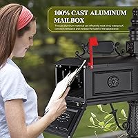 Vista 7 de Buzón de correo decorativo Polar Aurora Barcelona Post Stratford, resistente, de aluminio fundido (negro)