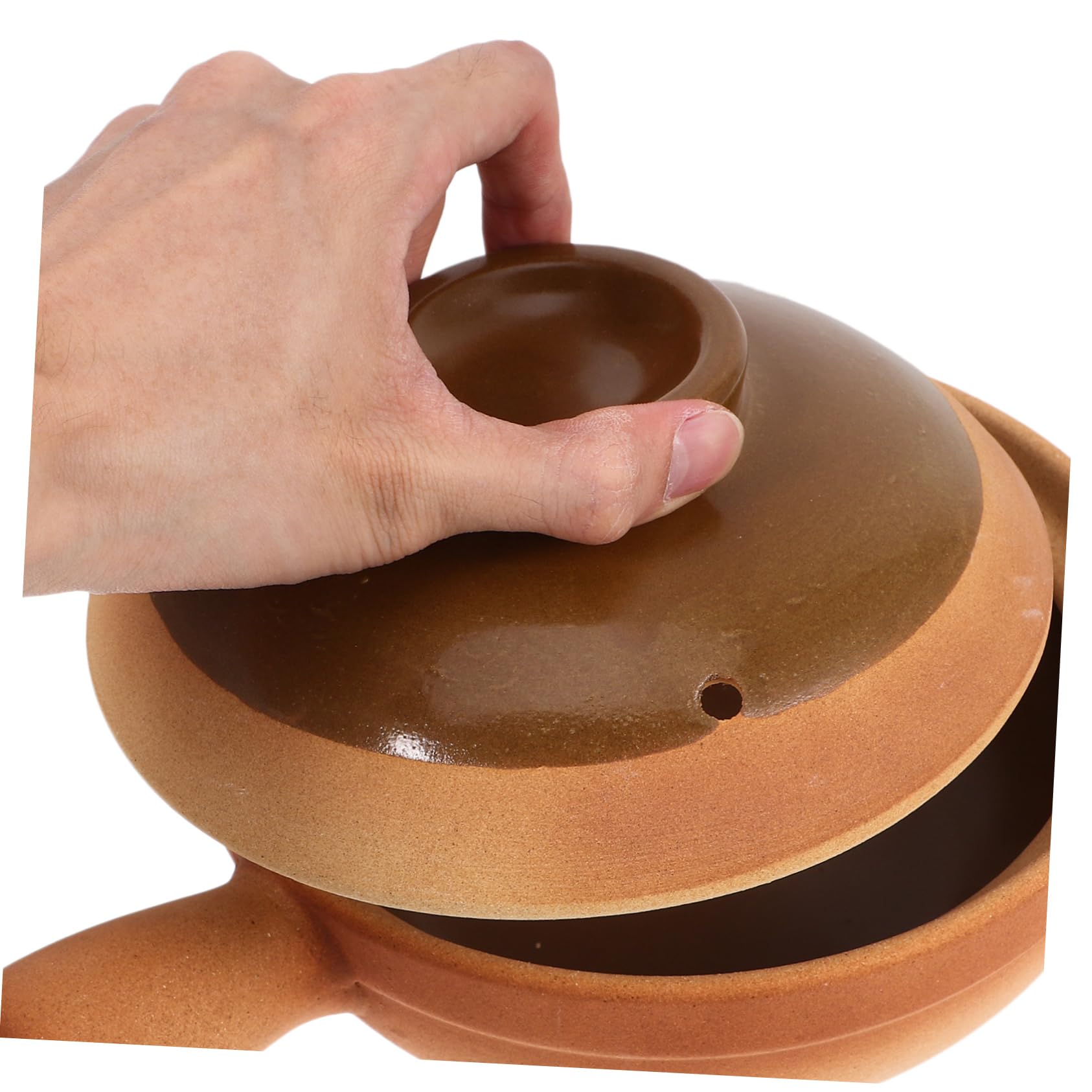 Traditioneller Chinesischer Tontopf mit Deckel und Griff 850ml Keramik