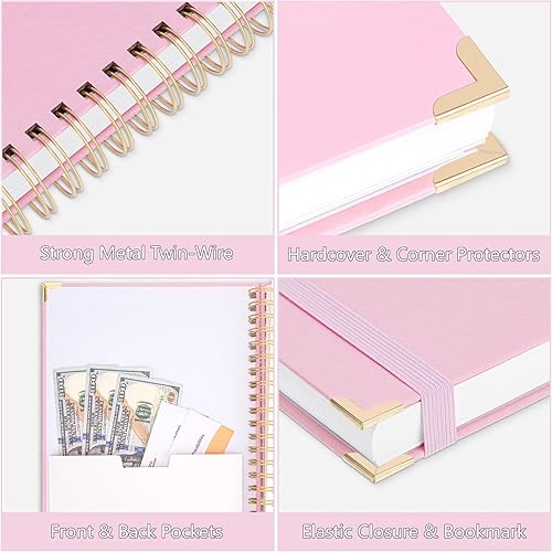 Miniatura 3 de HAUTOCO Cuaderno de espiral, cuadernos de tapa dura rosa B5, cuaderno de rayas universitarias con 320 páginas, papel de 3.53 ozm, 7 x 9.7 pulgadas,