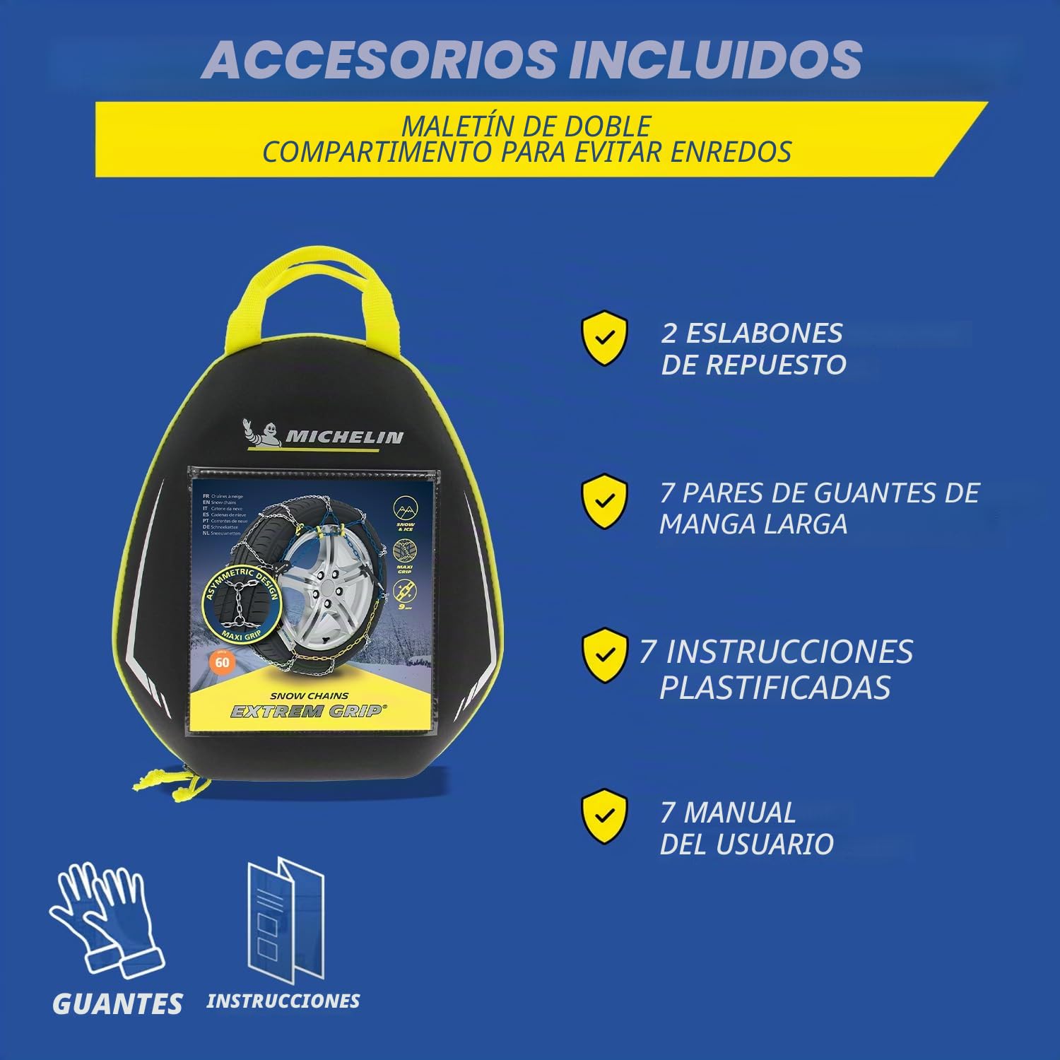 MICHELIN 008428 EXTREM GRIP Cadenas de nieve metálicas manuales, N°80