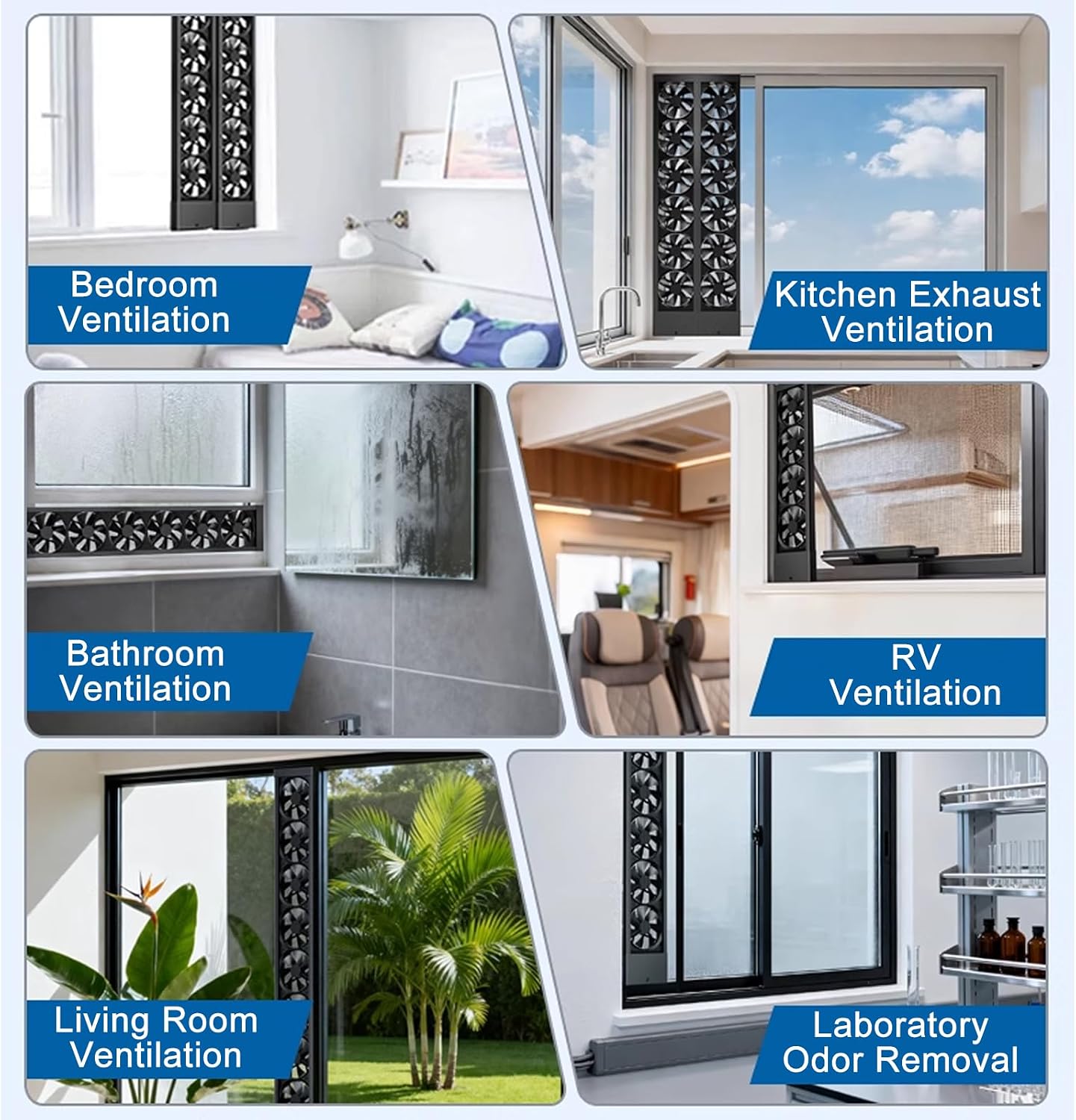 AMSXNOO Window Exhaust Fan for Home, Exhaust Fan for Sliding Window, Punch-Free Vertical & Horizontal Window Fan, Variable Speed, 4" Retractable (Black, 20.9-24.8in / 53-63cm)