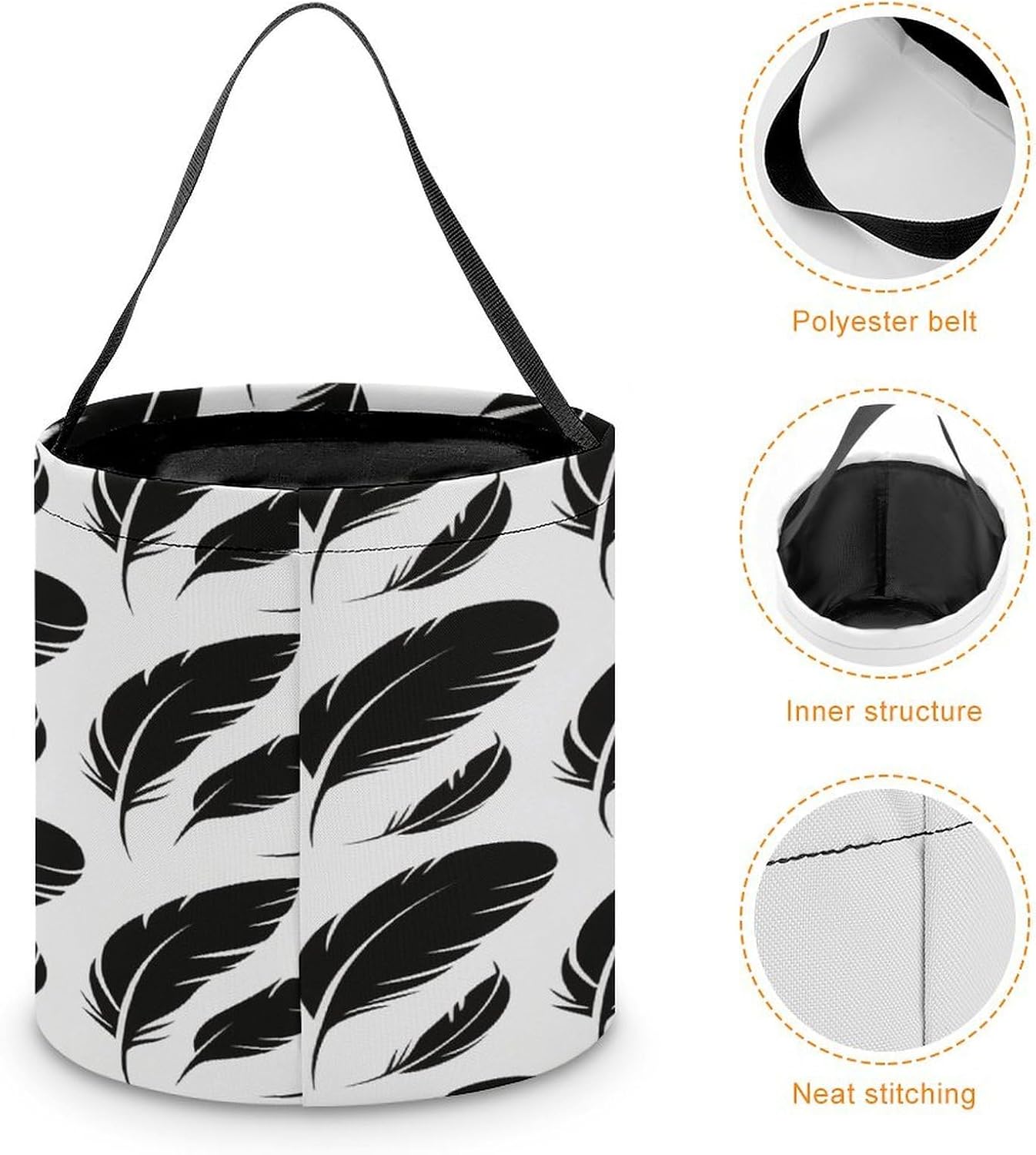 LYHVSFJW Halloween Basket Large Capacity Candy Bags Black Feather Float image 4