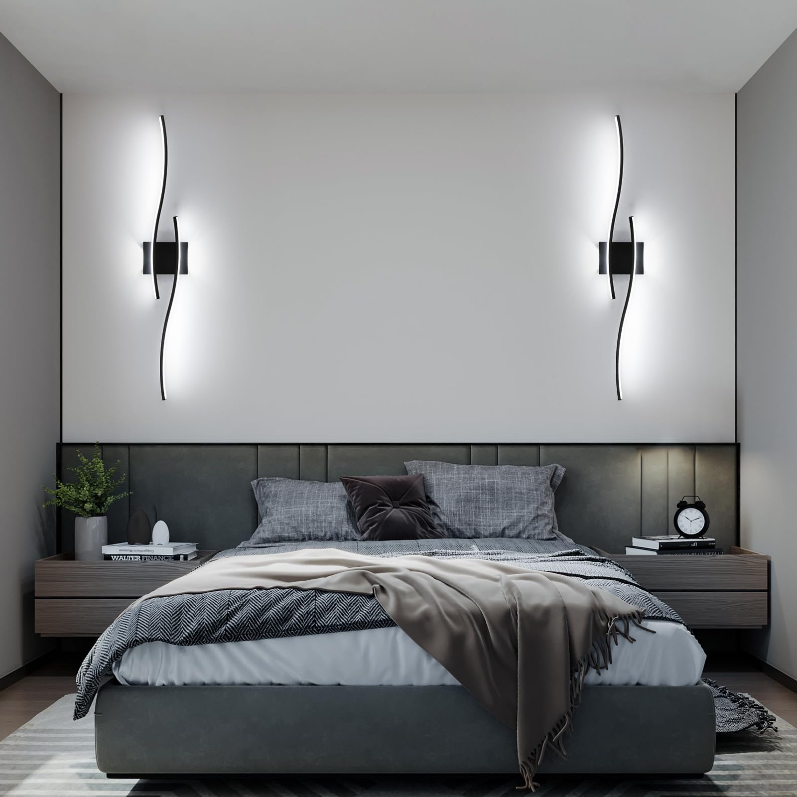 89CM Applique da Parete Interno LED Lunga Lampada da Parete 6500K | 27W 3035LM Moderno Lunga Lampada a Muro in Alluminio per Camera da Letto Soggiorno Scale Corridoio, Bianco Freddo 6500K