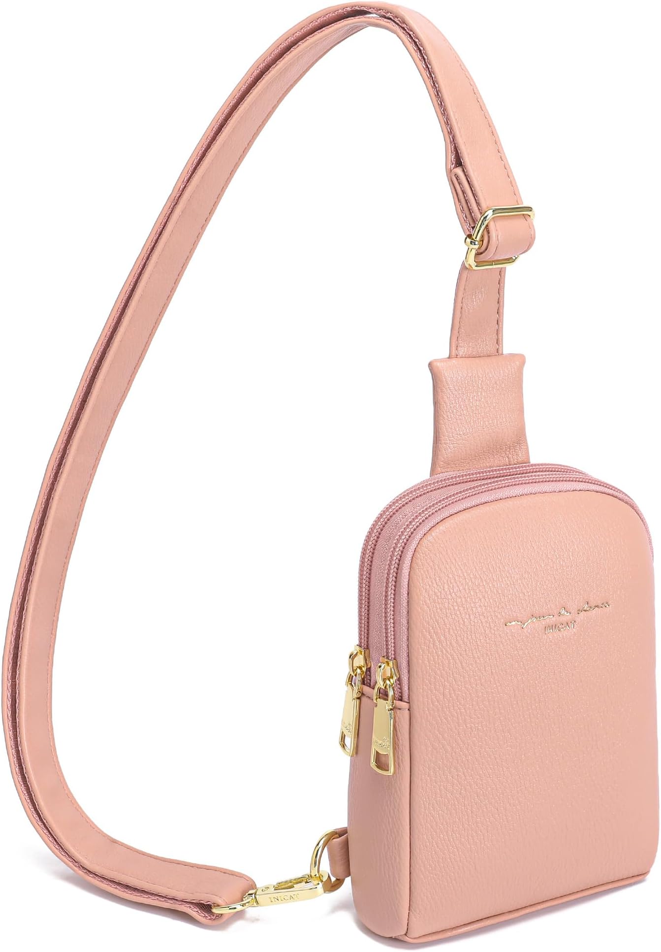 INICAT Small Crossbody Bags for Women, Mini Travel Sling Purse | Vegan Leather,2 zip compartments, 4 card slots keep your phone, passport, cards and small essentials organized