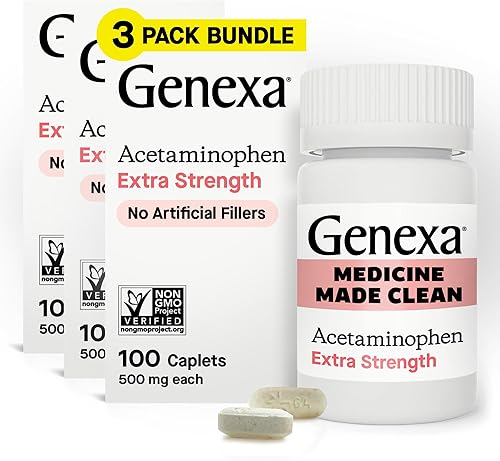 Miniatura 8 de Genexa Clean Acetaminophen Extra Strength, analgésico y reductor de fiebre sin colorantes, 0% aditivos artificiales, alivio del dolor para dolor de