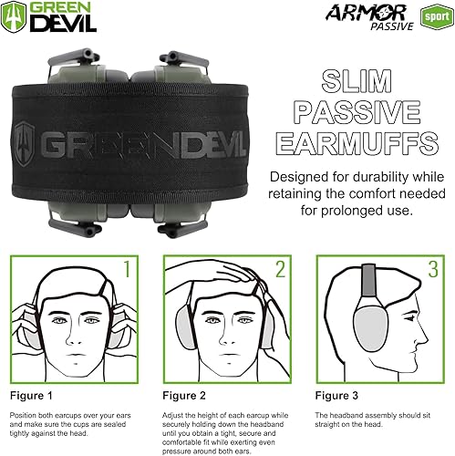 Miniatura 4 de GREEN DEVIL Reducción de ruido Protección auditiva Orejeras de seguridad pasiva Auriculares delgados para disparar rango de pistola