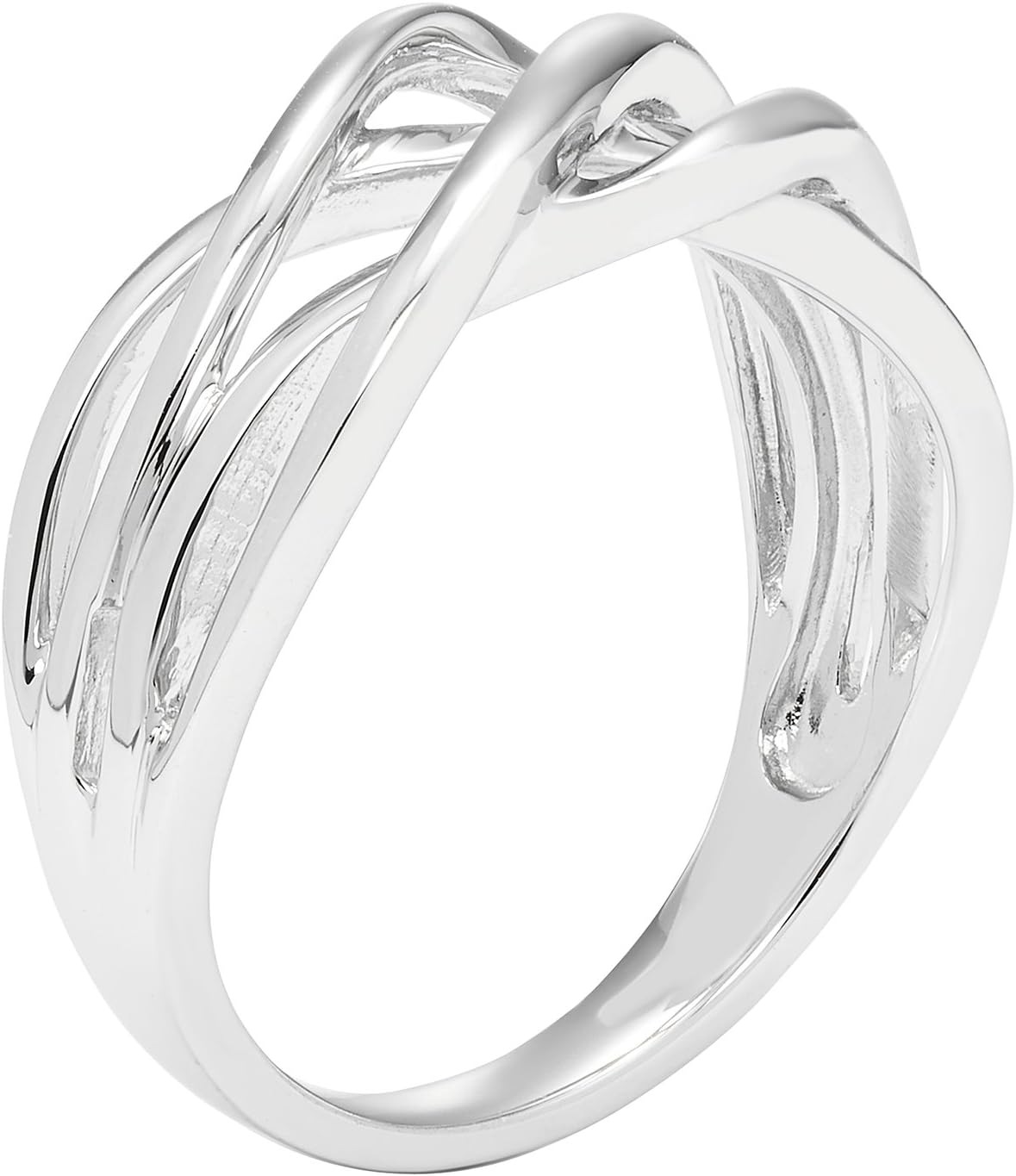 Boston Bay Diamonds 14K Yellow Gold Over Sterling Silver Cross Over Stackable Right Hand Ring