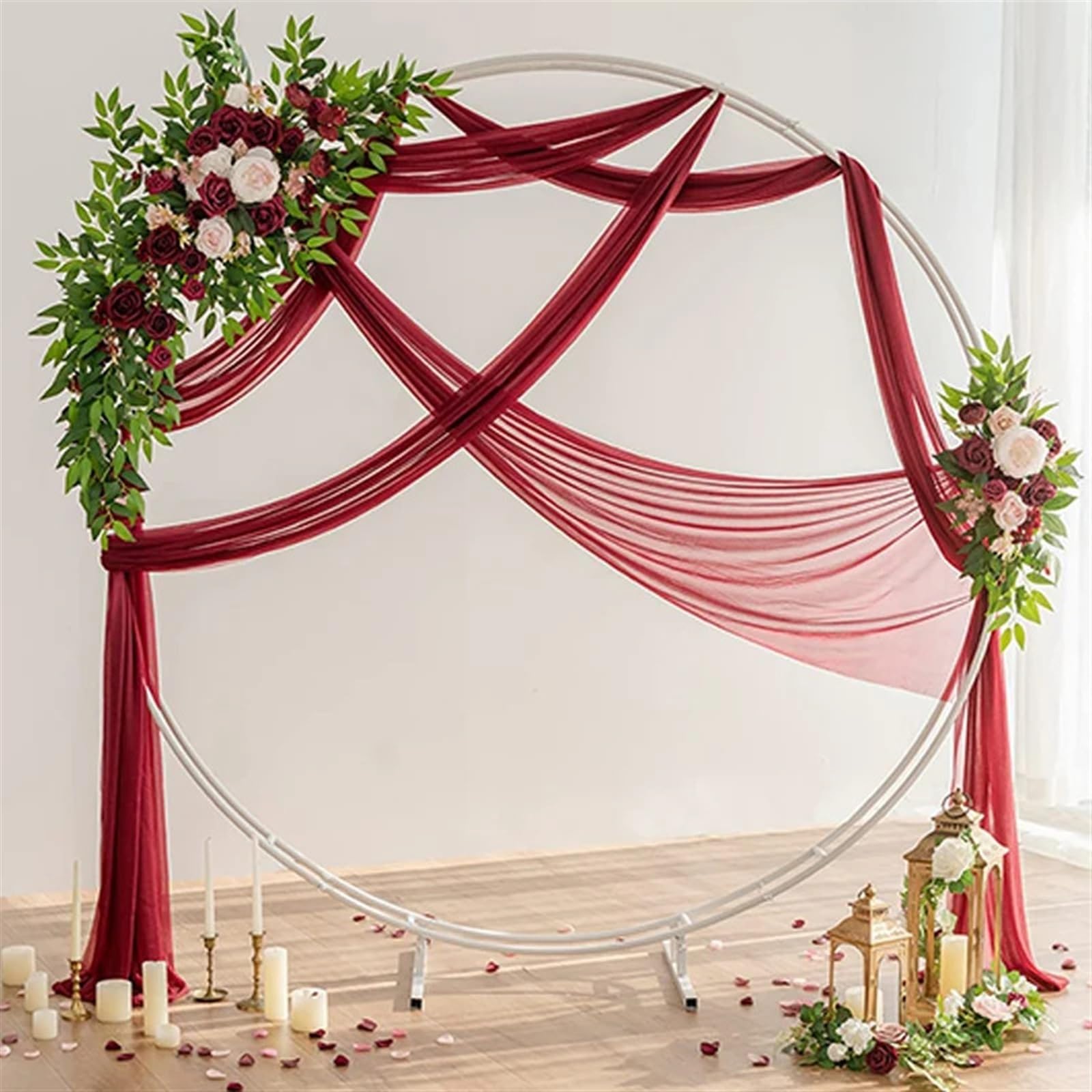 Rideaux D'Arche De Mariage Arc de mariage en mousseline de soie drapé tissu arc de mariage rideaux pure toile de fond rideau for cérémonie de mariage fête décorations extérieures Pour Les Mariages(Dus