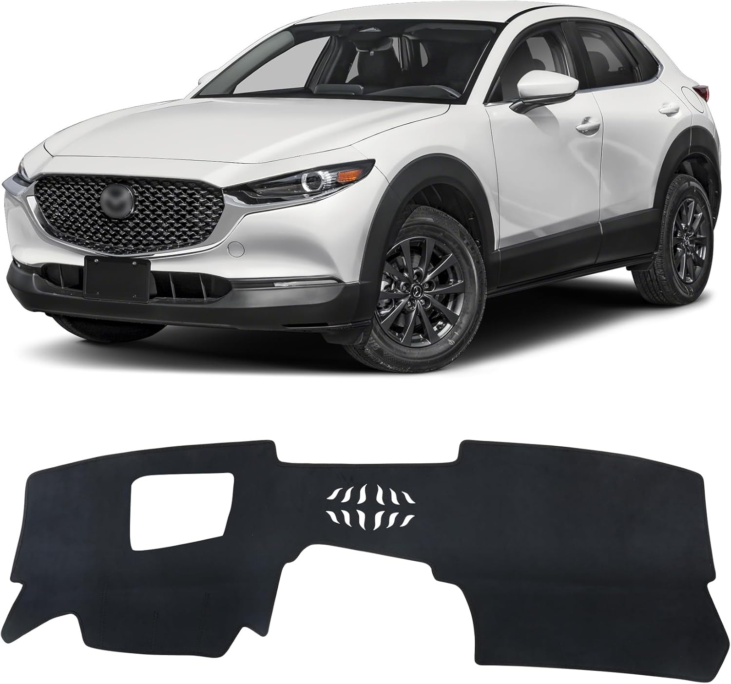 Dashboard Cover Mat for Mazda 2020-2025 2026 CX-30 CX30 Accessories (with HUD) Black Flannel Material Anti-Slip Dash Cover Mat Sunshade Glare UV Rays Protector
