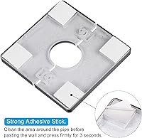 Vista 4 de uxcell 4 bridas divididas para pared, placa cuadrada de ABS autoadhesiva con orificio de 1.102 in/1.1 pulgadas de diámetro, cubierta de tubería