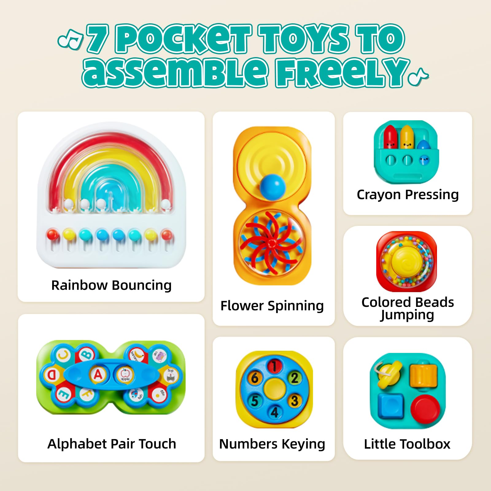 Auby Busy Board 3.0 Sensoriel Détachable 1-6 Ans : 7 Outils Portables Motricité Fine - Jeu Éducatif Assemblage Montessori