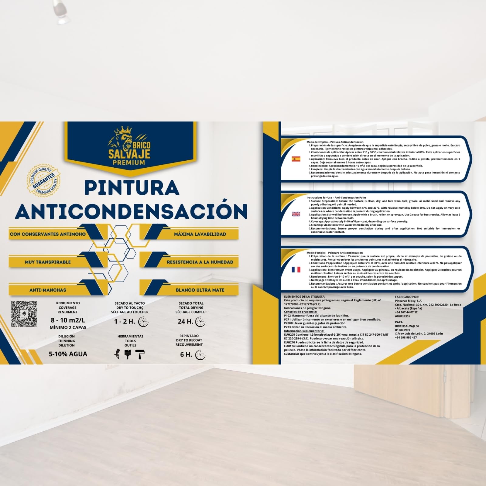 Pintura Anticondensación – Aislante Térmico, Conservantes Antimoho, Ultra Mate, para Paredes y Techos, Prevención Humedad, Fácil Aplicación, Premium (Blanco, 4 Litros)