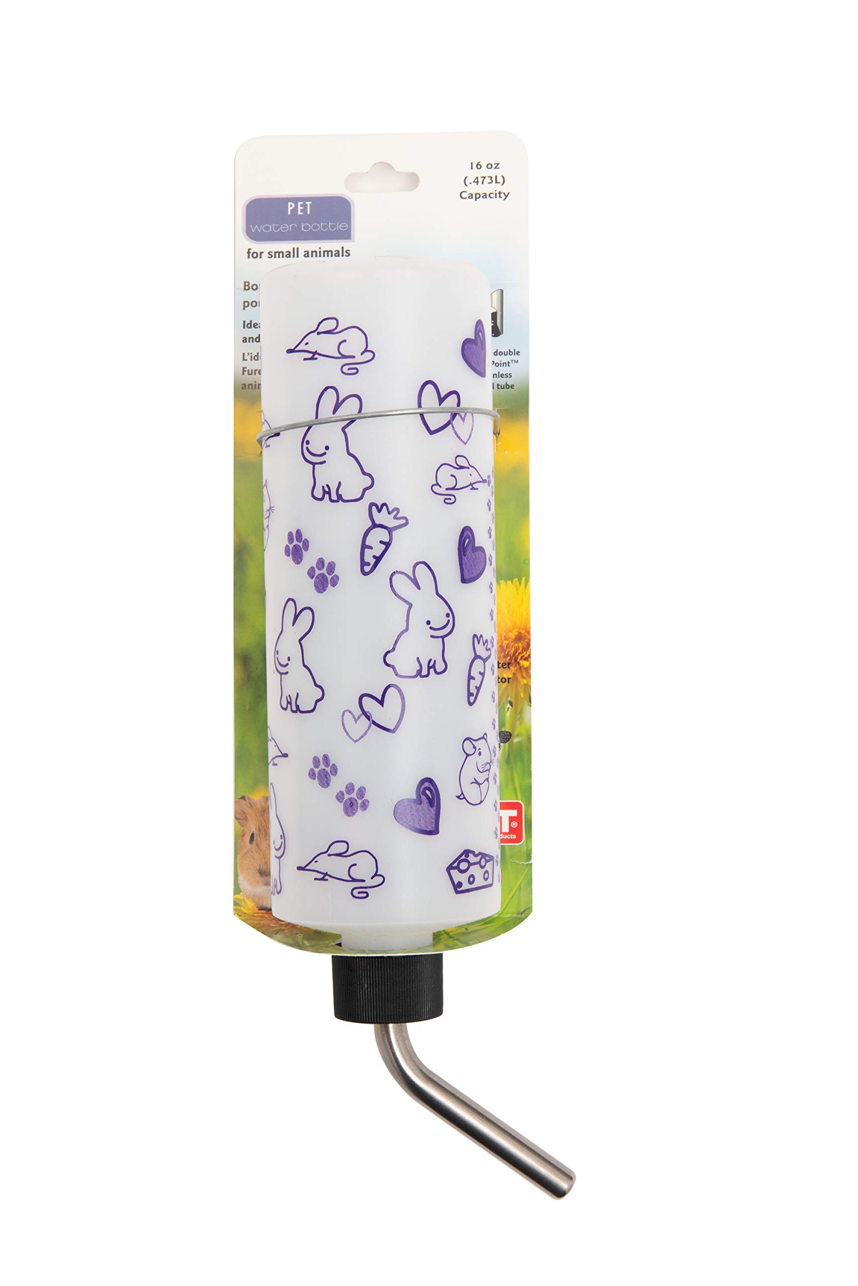 Lixit Oryginalna butelka na wodę Super Seal dla królików, kotów, fretek, chomików, świnek morskich, myszoskoczków i innych małych zwierząt (470 ml (2 sztuki, matowa)