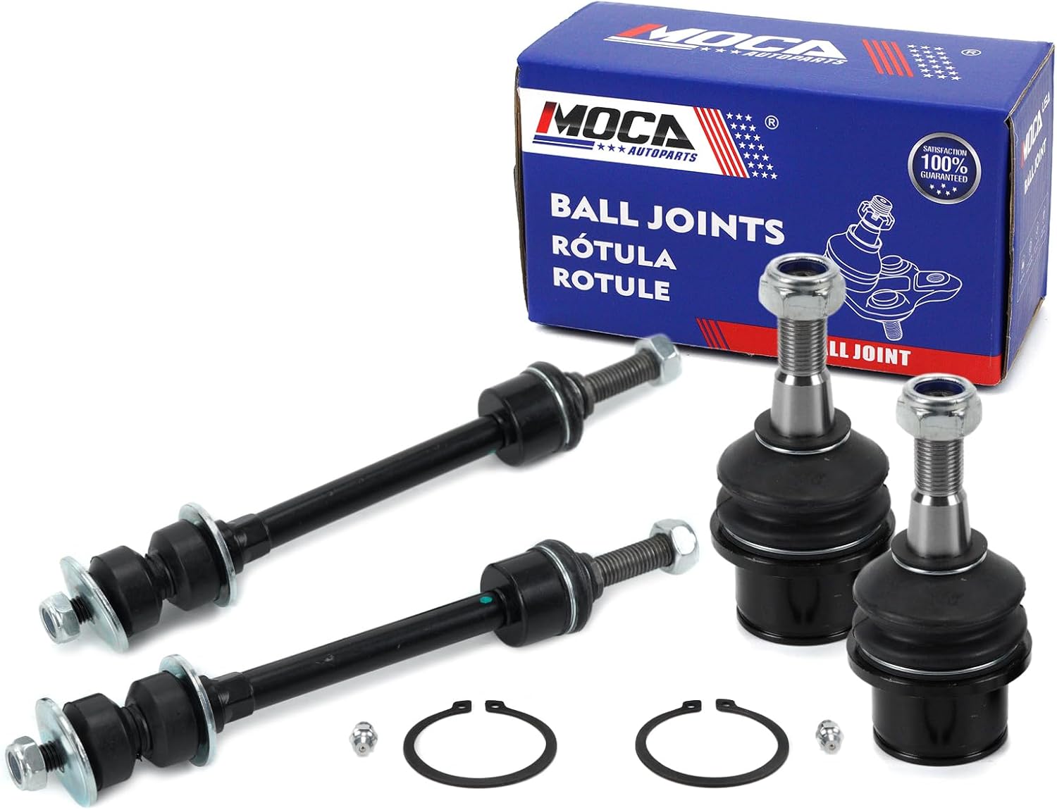 MOCA 2X Front Lower Ball Joints & Front Stabilizer Sway Bar End Links fits 2013-2018 for Ram 1500 Front 4WD