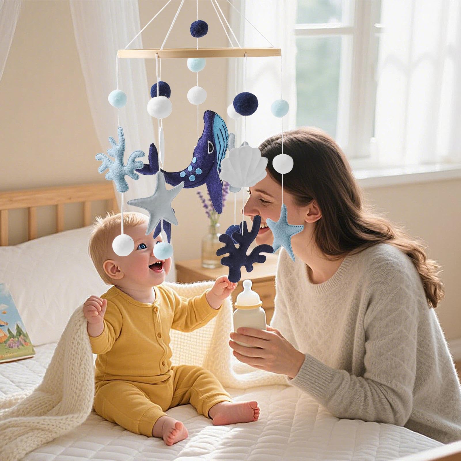 Mobile Marino per Culla - Mobili Unisex a Tema Sottomarino,Giochi da Viaggio per Bambini Asilo Strollino Casa Lettino Scuola Materna Area Giochi