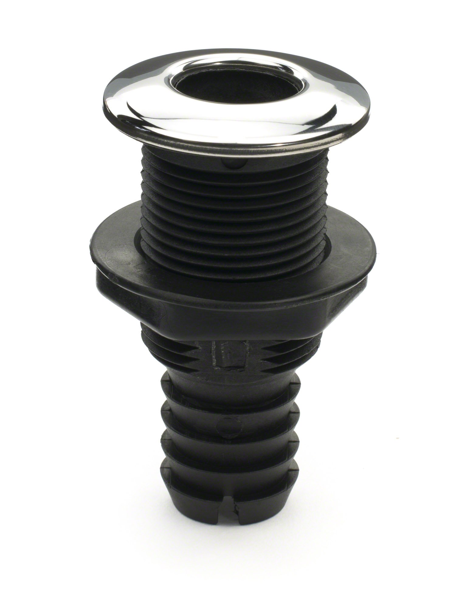 WhitecapIndustries S-3802 316 Stainless Steel/Nylon Straight Thru-Hull with Barb for 1-Inch Hose