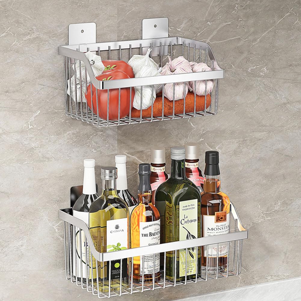Hängekorb aus Metalldraht, SUS304 Edelstahlkorb, 4 Stück, Hängekorb, Wandregale, Organisierungskörbe für Zuhause, Küche, Bad, Speisekammer, Wäsche-Organizer