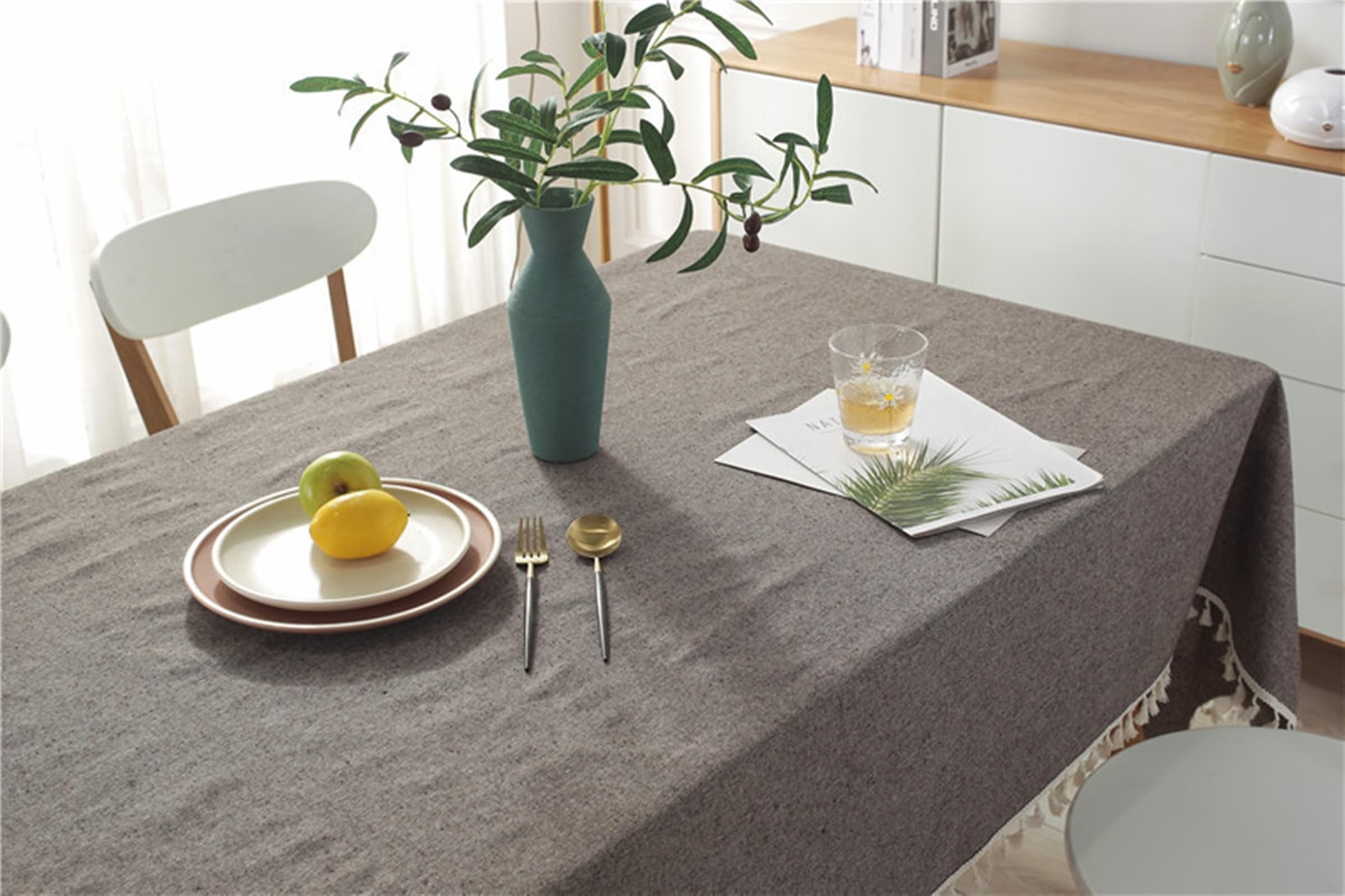 Obrus zmywalny kawa, bawełna len Tablecloth jednokolorowy obrus prostokątny 140 x 220 cm