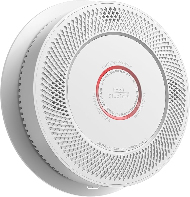 SITERWELL Smoke and Carbon Monoxide Detector 10-Year Battery, Wireless Interconnected Smoke Alarm Carbon Monoxide Detector with Dual Language Voice Alerts for Home and Babyroom, 1 Pack