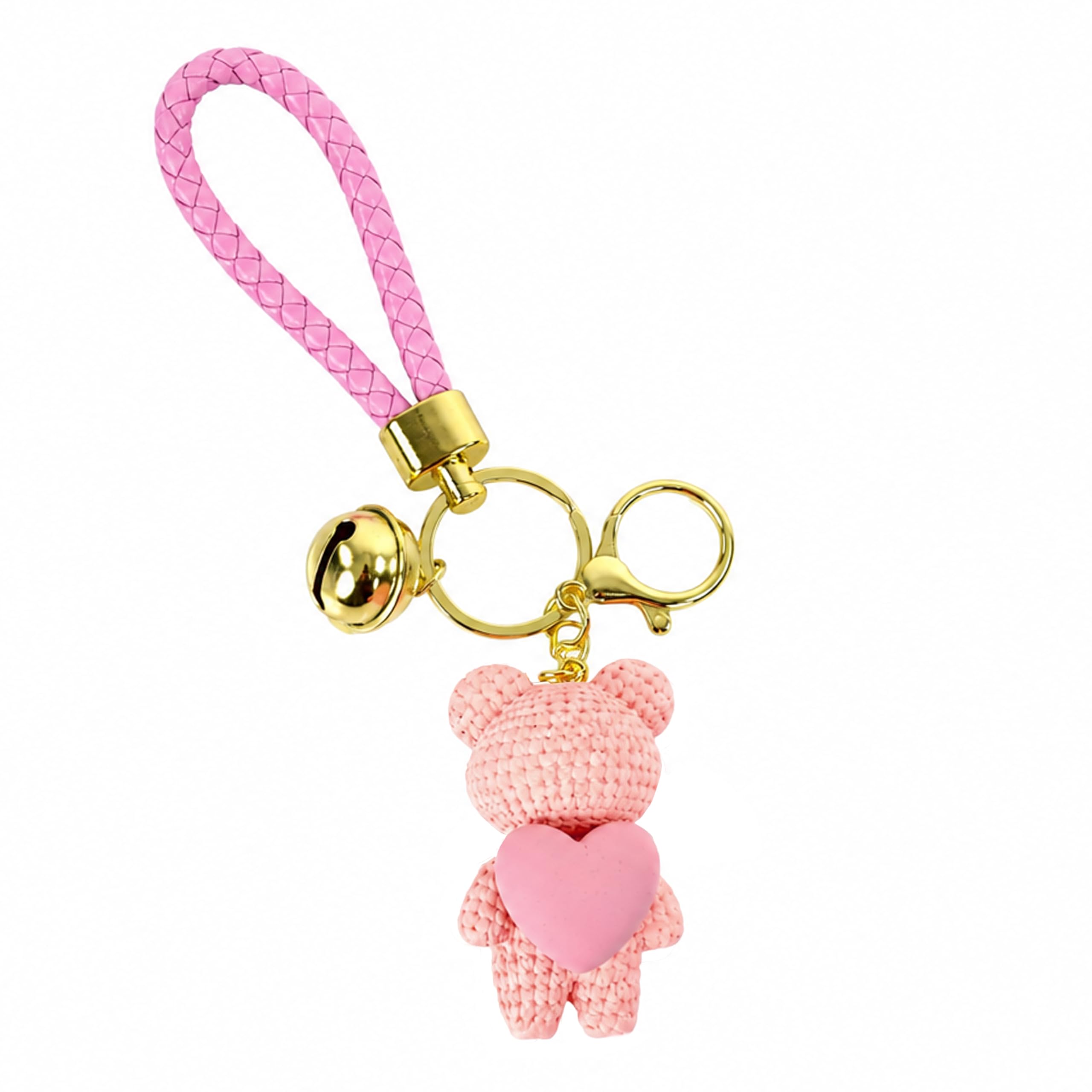Storite Bunny Keychain for Women & Girls, Cute Rabbit Bag Charm with Heart Pendant, Braided Strap & Bell, Fashion Key Ring for Handbags, Backpacks & Car Keys