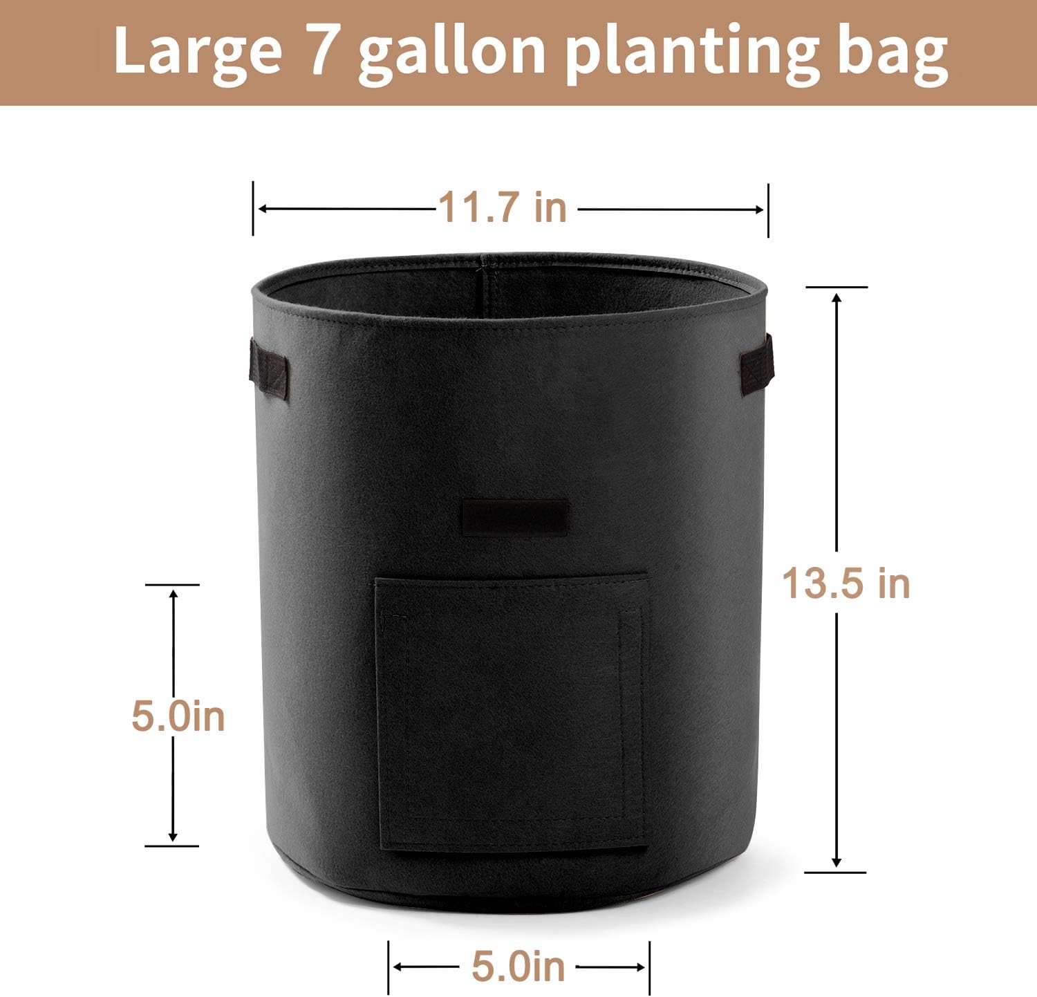 Potato Planter Bags 3-Pack 7 Gallons Grow Bags Aeration Tomato Plant Pots with Flap and Handles (Black)
