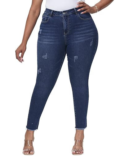 Gocolloa Womens Plus Size Skinny Jeans High Waisted Stretchy Classic