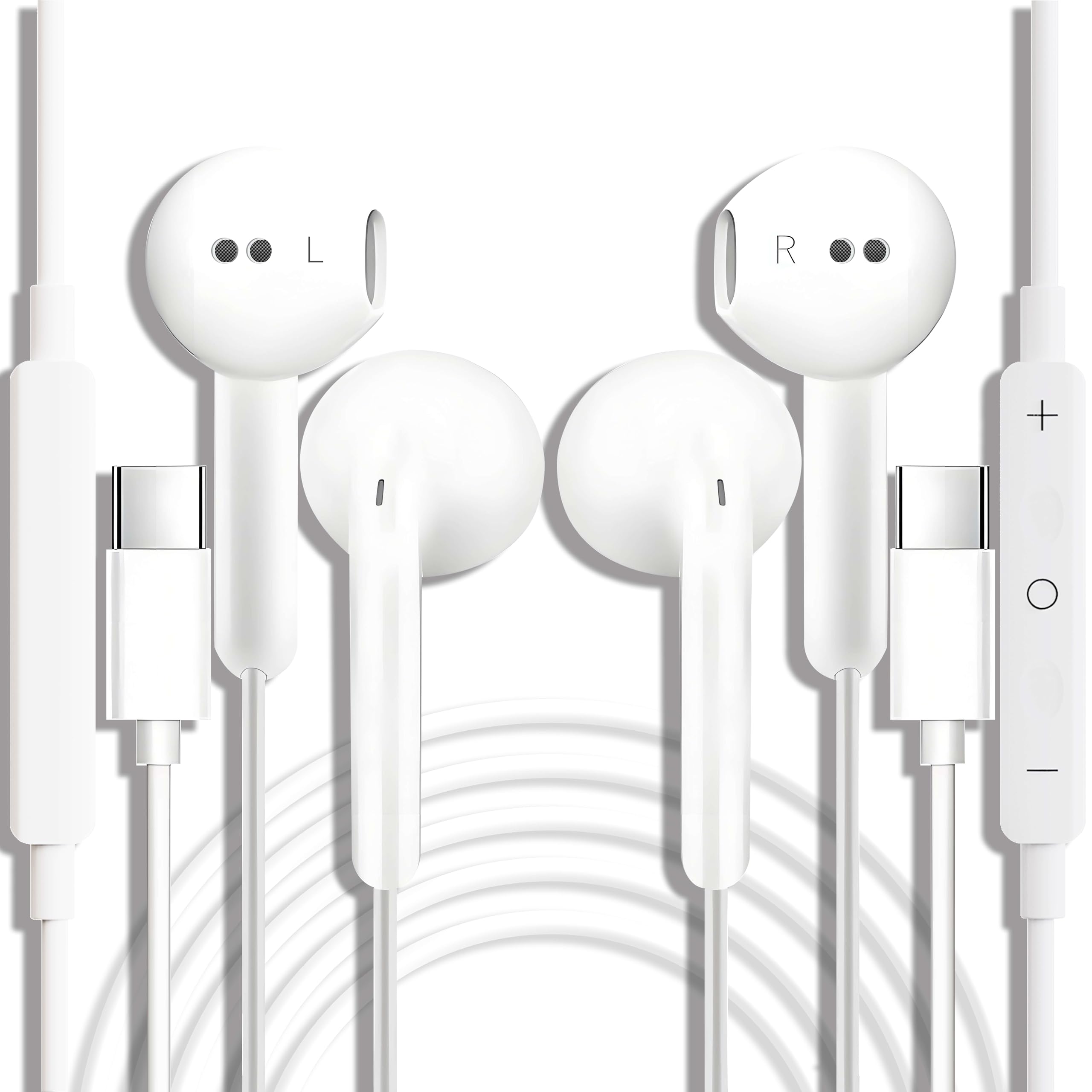 USB C Headphones, 2 Pcs USBC Headphones Wired Earphones Type C In Ear Earbuds With Mic & Volume Control for iPhone 15/16 Plus iPad Samsung Galaxy S25 S24 S23 S22 S21 FE iPad Pro Huawei Google Pixel-image-11