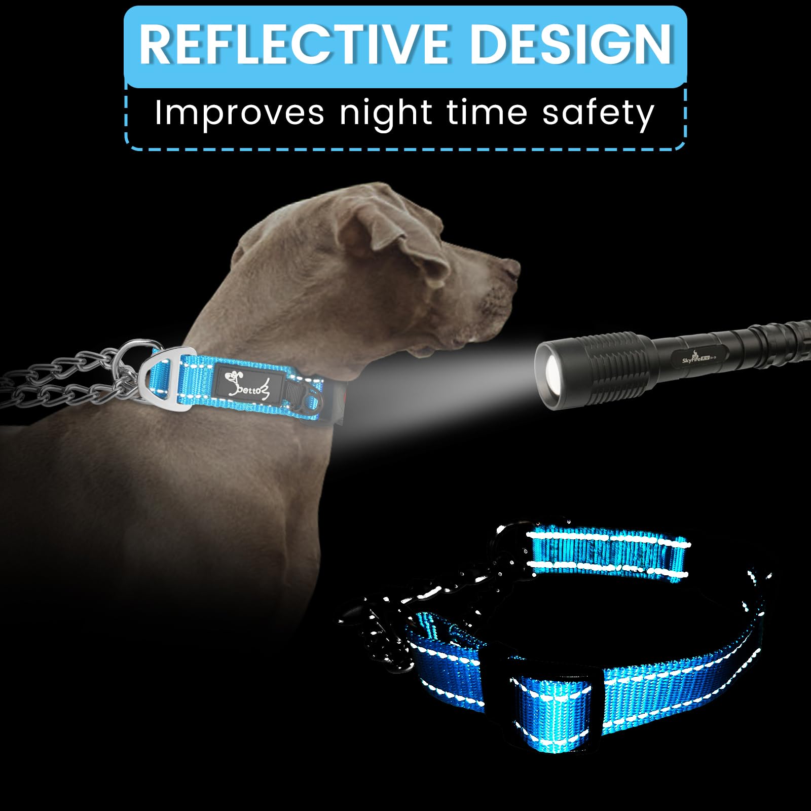 PETTOM Martingale Half Dog Collar, Strong Dog Collar Metal Chain - Image 4