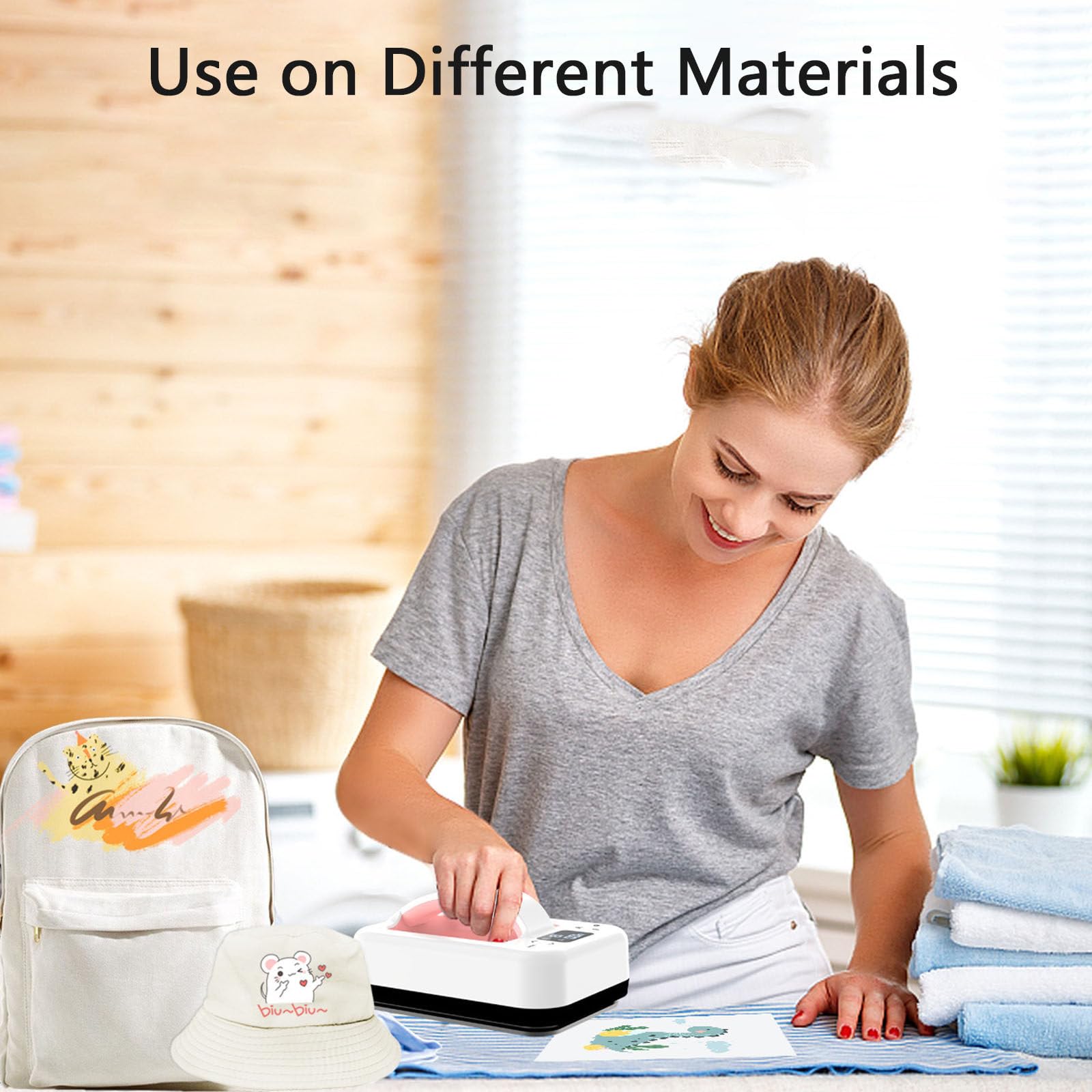 Prensa Térmica para Camisetas, 7,9 × 5,5 Pulgadas, Prensa Térmica Rápida Portátil: Fácil De Planchar con Control Preciso De Temperatura/Base De Seguridad Aislada Y Apagado Automático