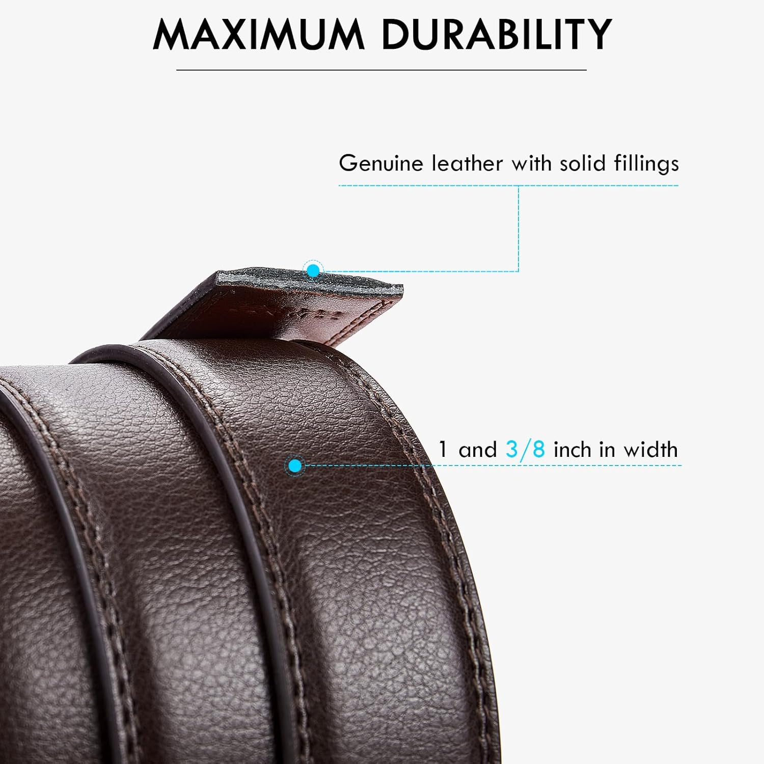 BOSTANTEN Mens Belt Leather Ratchet Belt For Men Dress and Casual with Adjustable Buckle, Trim to Fit - Image 5