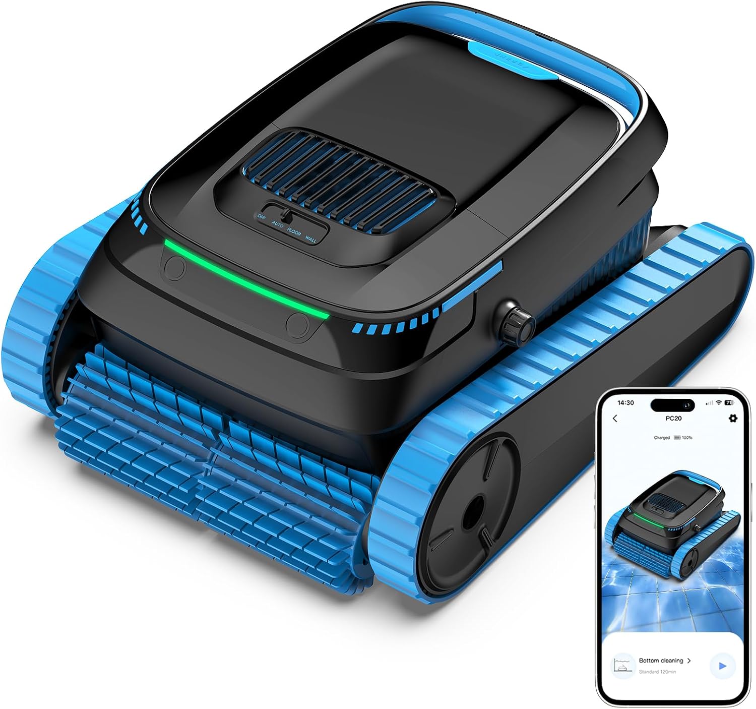 Robotic Pool Cleaner, 5000 GPH Powerful Suction, Cordless Robotic Pool Vacuum for Inground/Above Ground Pools, Smart Navigation & App Control, 150μm Fine Filter for Wall/Floor/Waterline