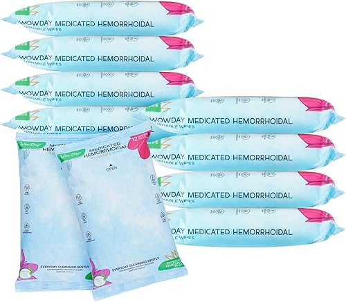 WowDay Toallitas medicadas para hemorroides para hemorroides - Toallitas desechables para hemorroides - Calma y reduce las molestias hemorroides -