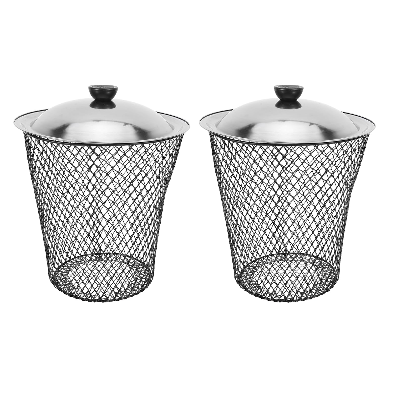 Contenedor de Compostaje Metálico con Tapa, 2 Unidades, Cubo Enterrado para Lombricompostaje en Jardín, Reciclaje Orgánico Exterior, Resistente y Compacto para Patios