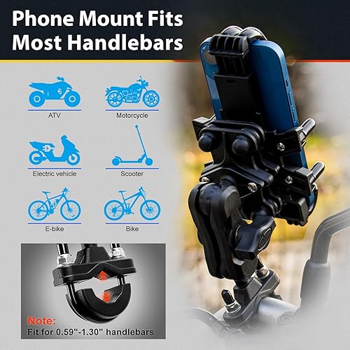 Miniatura 2 de ELVANO Soporte de teléfono para motocicleta soporte de teléfono antivibración con amortiguador de vibraciones para teléfono inteligente de 4.7-7.2