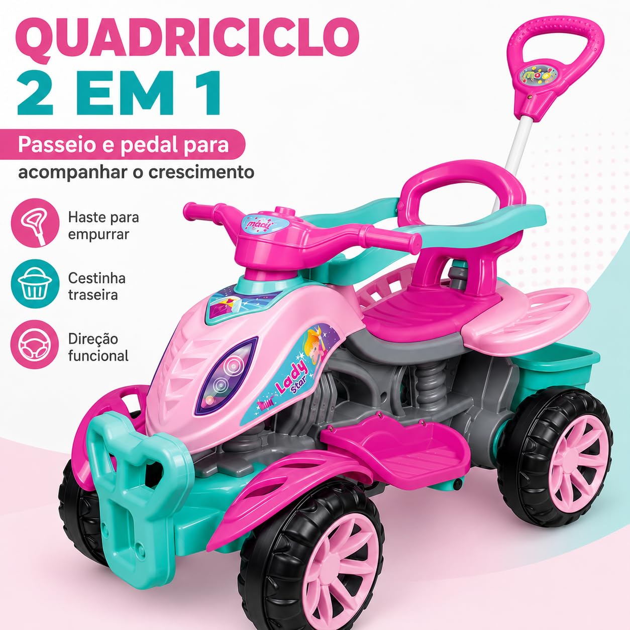 carrinho de pedal infantil Passeio Quadriciclo 2 em 1 com e Empurrador para Crianças 9 Meses a 5 Anos com Diferentes Modelos e Cores (Quadriciclo Menina Rosa) Brinquedos e Jogos Color:DPRYL575 winterhandschuhe kinder Kinderfahrrad Opus Race 16